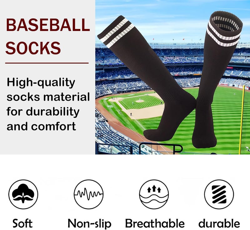 EDCYF Kids Baseball or Softball Socks and Belt Combo Set Softball Knee Socks High Tube Soccer Socks for Youth Boys Girls - Image 2